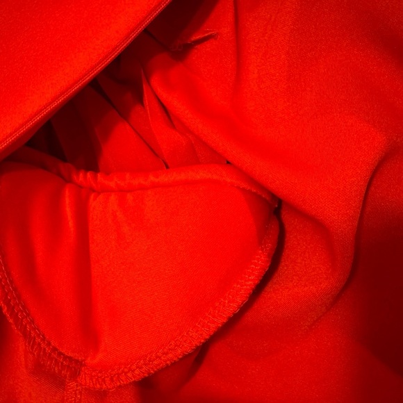 Red Sheath Dress with Bishop Sleeves and Embellished Buckle - Picture 13 of 16